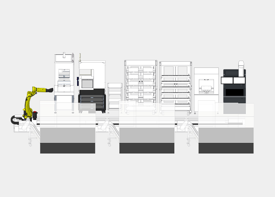 多組機床與延伸機械手臂自動化系統整合